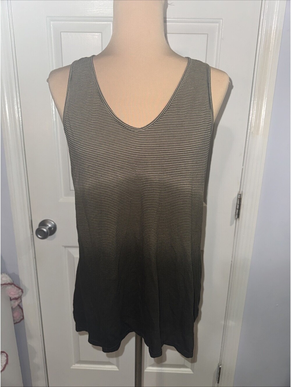 PrAna Women's Brown Ombre Striped Organic Cotton Helena Tank Top Medium - Picture 1 of 7